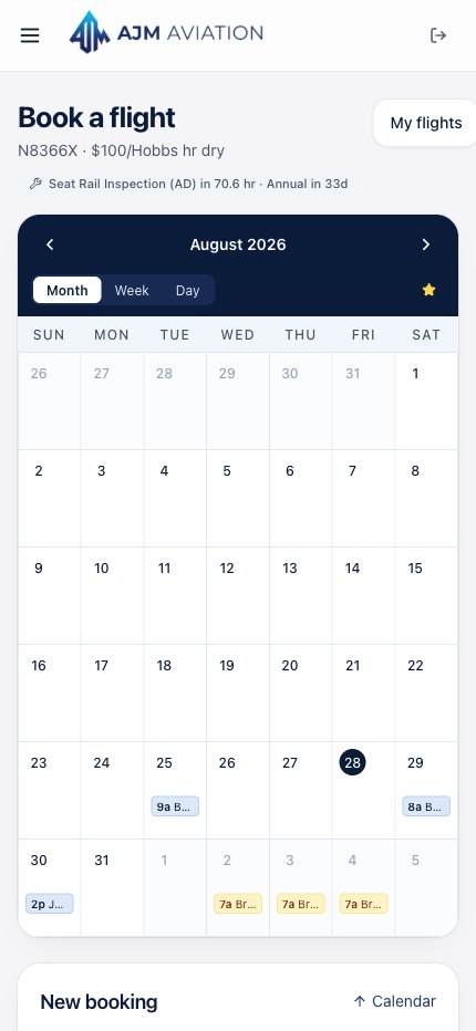 Booking N8366X in the AJM portal